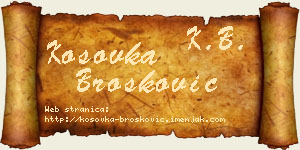 Kosovka Brošković vizit kartica
